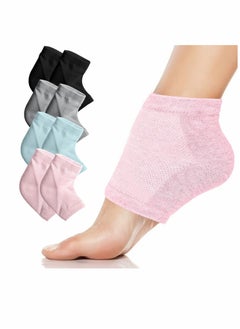 KASTWAVE Moisturizing Heel Gel Socks,Heal Dry Cracked Dead Skin Foot Care Softener Pedicure Spa Sock Set,4 Pairs Soft Silicone Lotion Ankle Sleeves to Repair Eczema Callus Rough Pain Relief Treatment  - Image 1