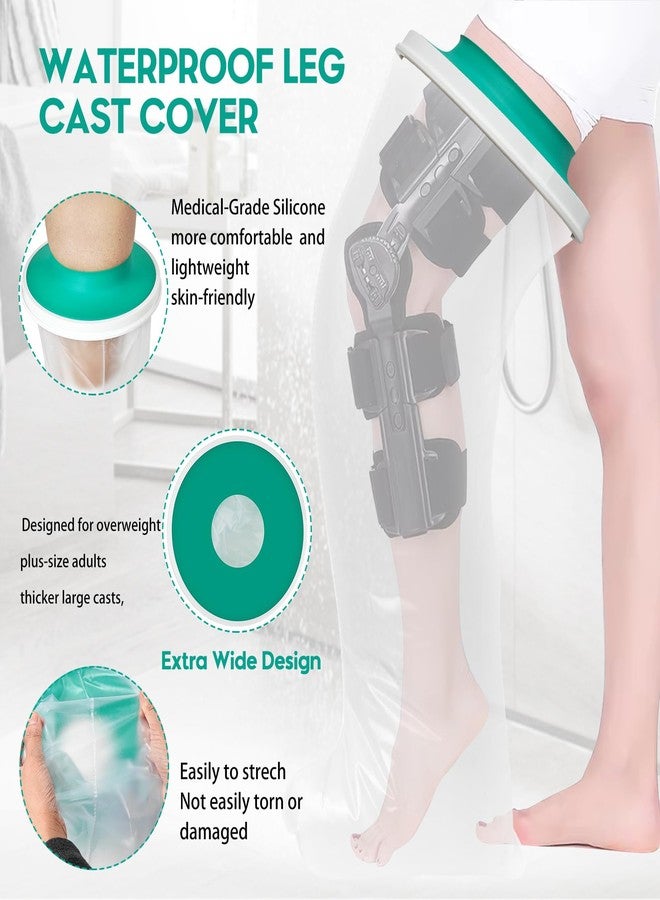 Divvsck Waterproof Full Leg Cast Cover for Shower Adults, Extra Large Full Leg Shower Cover, Watertight Silicone Foot Protector for Plus Size Adults Surgery Shower Boot - Image 2
