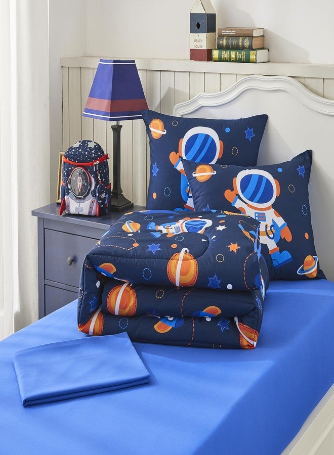 Seward Park Twin XL Bedding Set with Sheet, Space Rocket, Kids Teen Bed in a Bag, Dorm Comforter Sets, Astronaut Navy 5 Pieces - Image 4