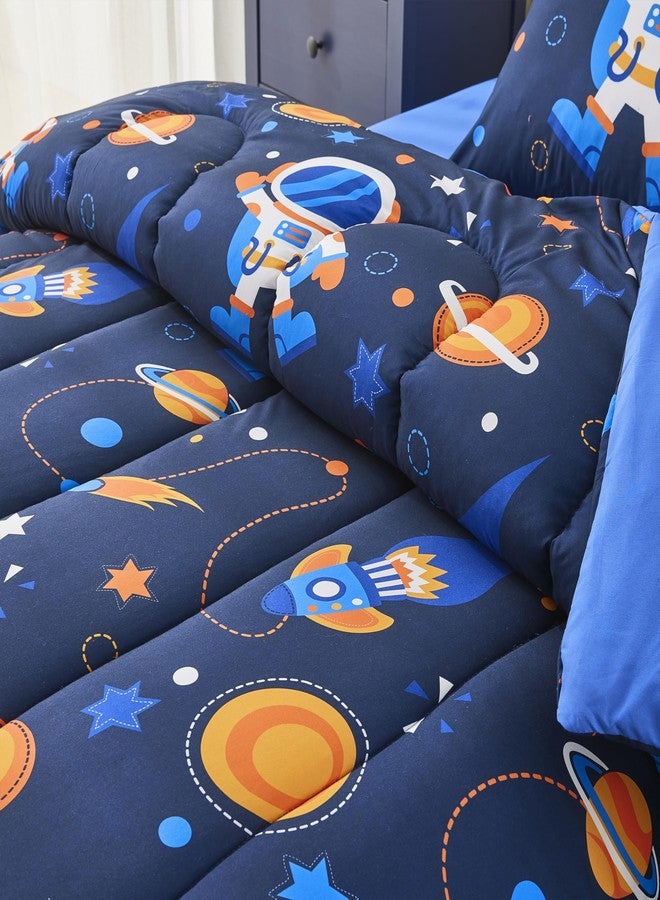 Seward Park Twin XL Bedding Set with Sheet, Space Rocket, Kids Teen Bed in a Bag, Dorm Comforter Sets, Astronaut Navy 5 Pieces - Image 2