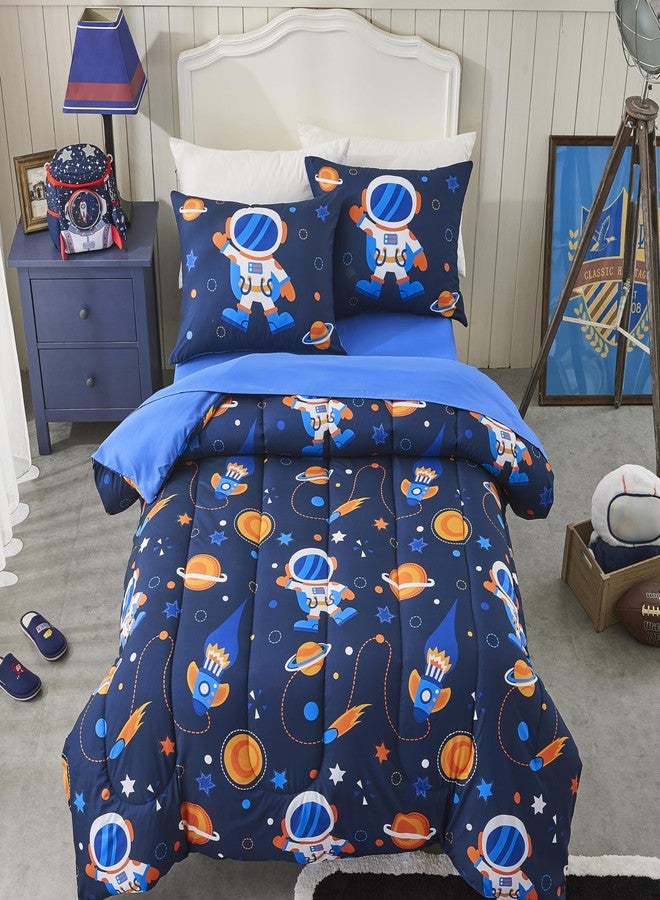Seward Park Twin XL Bedding Set with Sheet, Space Rocket, Kids Teen Bed in a Bag, Dorm Comforter Sets, Astronaut Navy 5 Pieces - Image 1