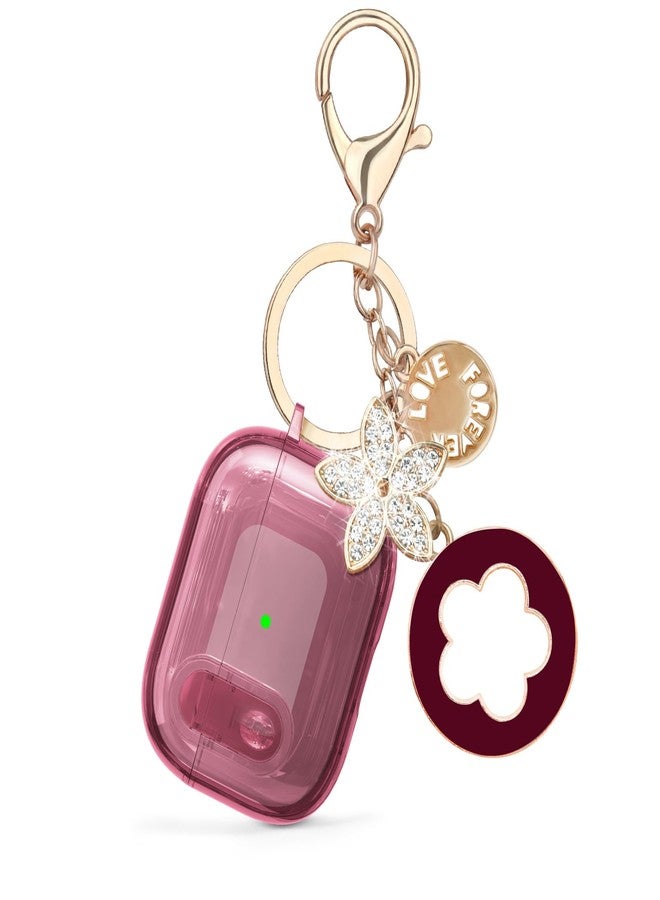 VISOOM (with Lock) Clear Case Compatible for Cute Apple Airpods Pro1/2 Cases with Bling Keychain, VISOOM TPU Transparency Air pods Pro 1st 2nd Generation Earbuds Bling Keychain for iPod Pro2 1,Burgundy - Image 5