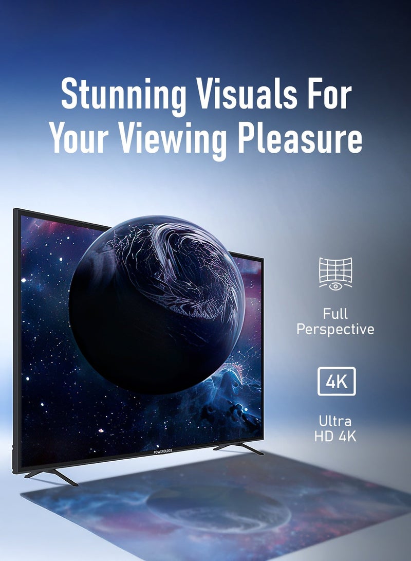 باورولوجي تلفزيون ذكي 65 بوصة 4K مقاوم للانفجار مع إطار رفيع للغاية وزجاج مقوى بدرجة طيران / واي فاي / بلوتوث / مكبر صوت 10 وات / أندرويد 11 / تطبيقات أندرويد للألعاب والبث / يوتيوب ونتفليكس وشاهد / البث الفضائي الرقمي / شاشة UHD كاملة المنظور 4K تلفزيون ذكي بدقة عالية للترفيه المنزلي - أسود - Image 5