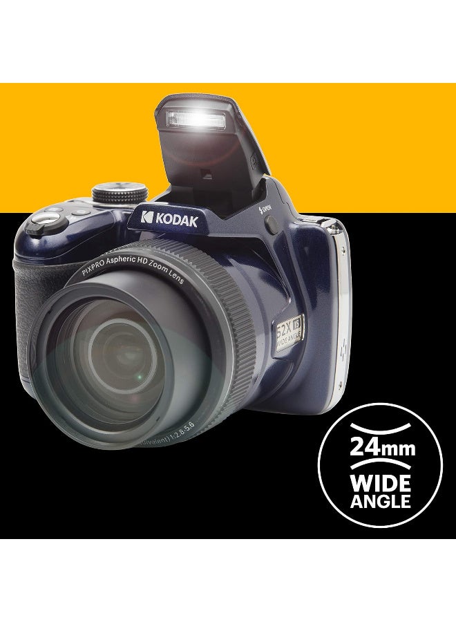 كوداك كاميرا بريدج رقمية بيكسبر AZ528-16 ميجابكسل، زوم بصري 52x، مثبت بصري، شاشة LCD بحجم 3 بوصات، فيديو بدقة 1080p Full HD، بطارية ليثيوم أيون - أزرق منتصف الليل - Image 5
