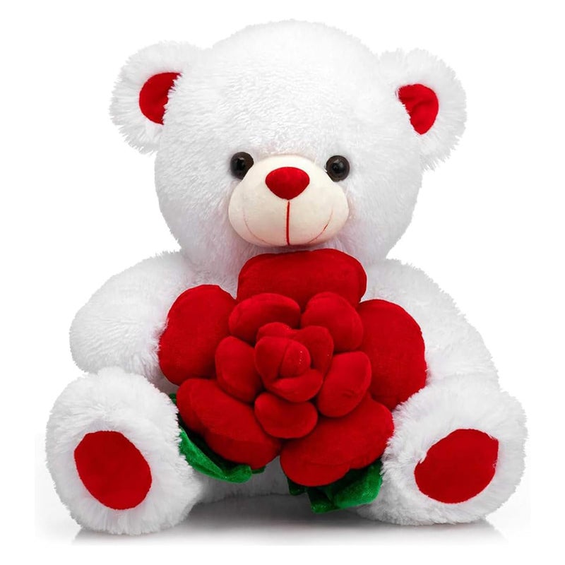 BEJOY Teddy Bear Stuffed Animals Plush Bear Holding Rose Soft Plush Toy Gifts 16 inches Pink - Image 2