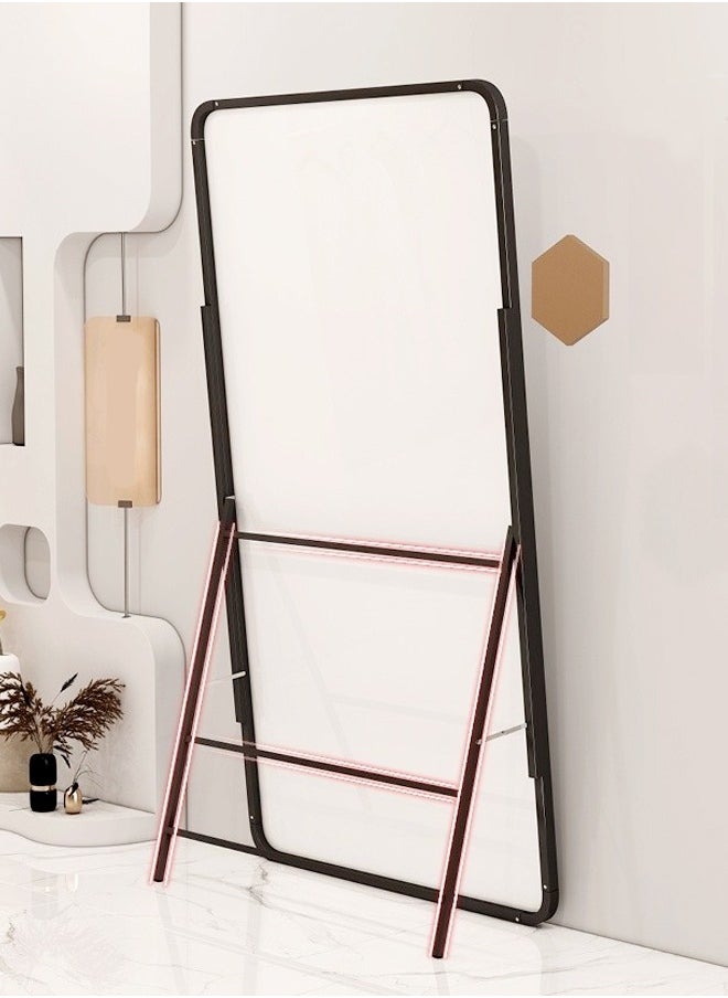 fashionhome Multipurpose Use Rectangular Shape Design Wide Full Length Mirror Standing Hanging or Leaning Against Wall Large Bedroom Floor Mirror Dressing Mirror Wall-Mounted Full Body Mirror Round Corner Durable Metal Frame Support Decorative Mirror for Living Room Home Shops 50x160 cm  - Image 2