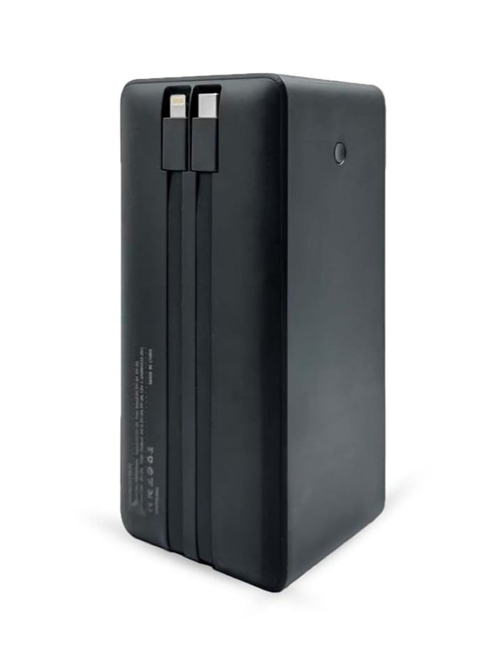 50000mAh Power Bank with 2 Built-in Cables and 22.5W Hanging Cord and Display Screen
