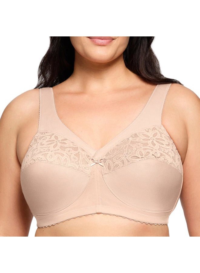 Glamorise Full Figure Plus Size MagicLift Cotton Support Bra Wirefree #1001 Café - Image 1