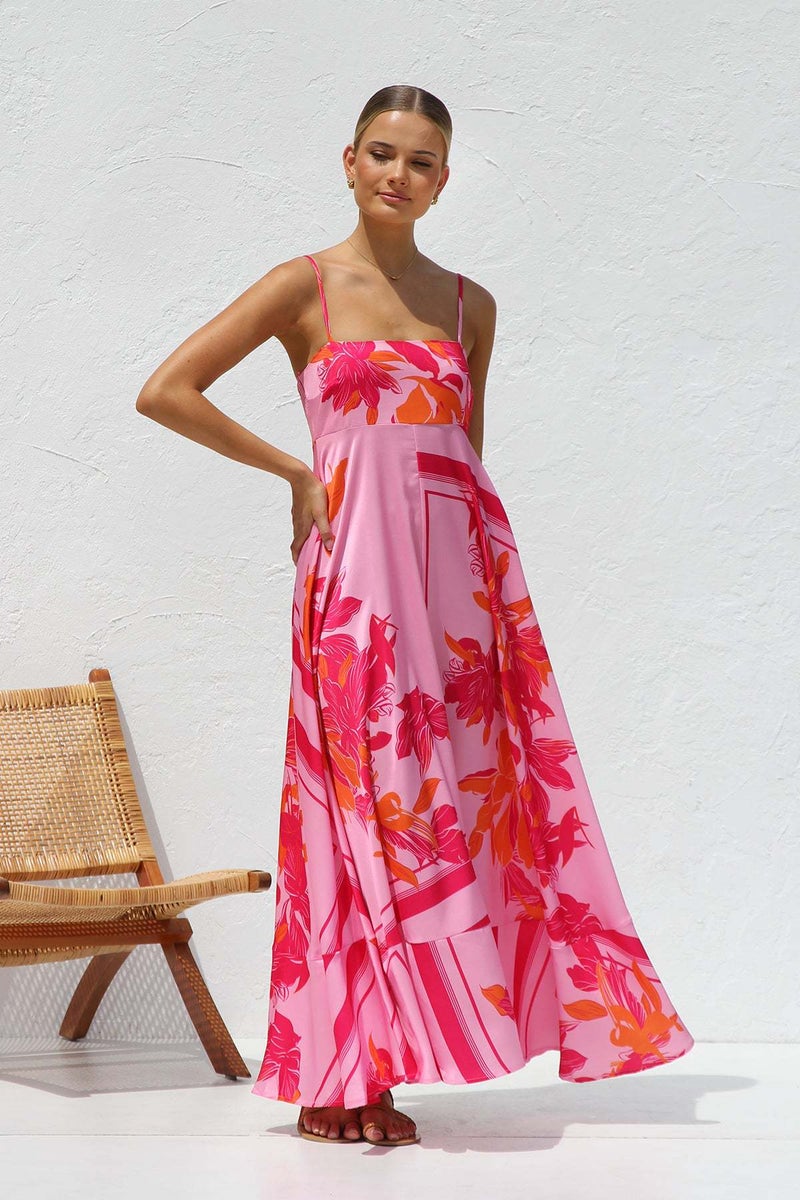 Fashion Printed Backless Sling Sexy High Waist Dress Women - Image 1