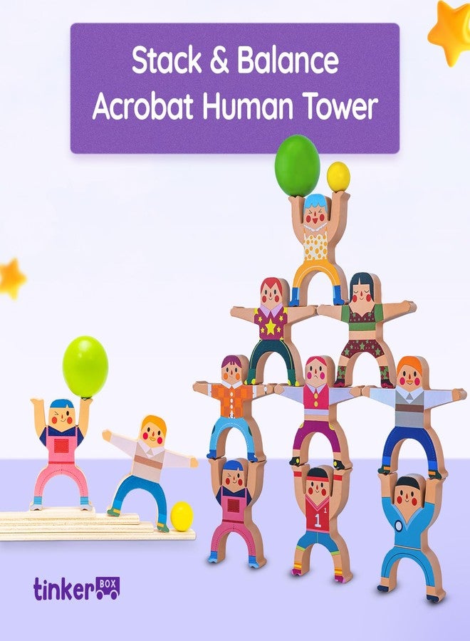 Tinker Box Stack & Balance Human Tower | Wooden Interlocking Toy Set | Promotes Critical Thinking & Creativity | Early Learning Educational Game for Kids Children Boys Girls - Image 2