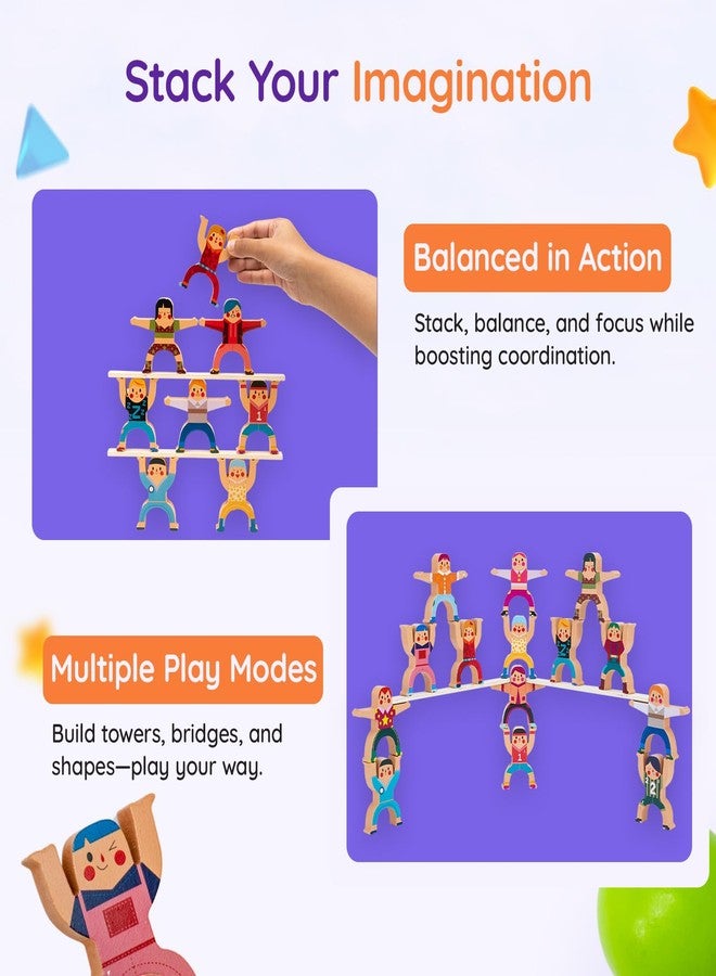Tinker Box Stack & Balance Human Tower | Wooden Interlocking Toy Set | Promotes Critical Thinking & Creativity | Early Learning Educational Game for Kids Children Boys Girls - Image 3