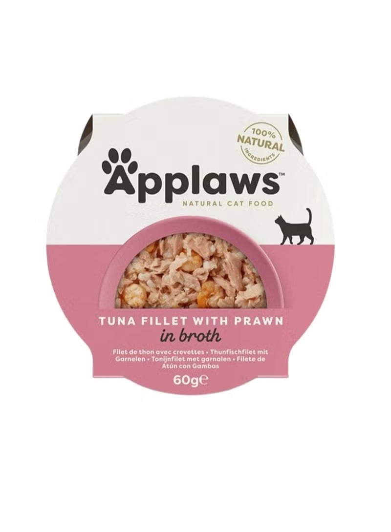 Applaws Cat Adult Wet Food With Tuna Fillet With Prawn In Broth Flavor - 10x60g Pack - Natural Grain-Free Wet Cat Food, High-Protein & Delicious for Adult Cats - Image 2