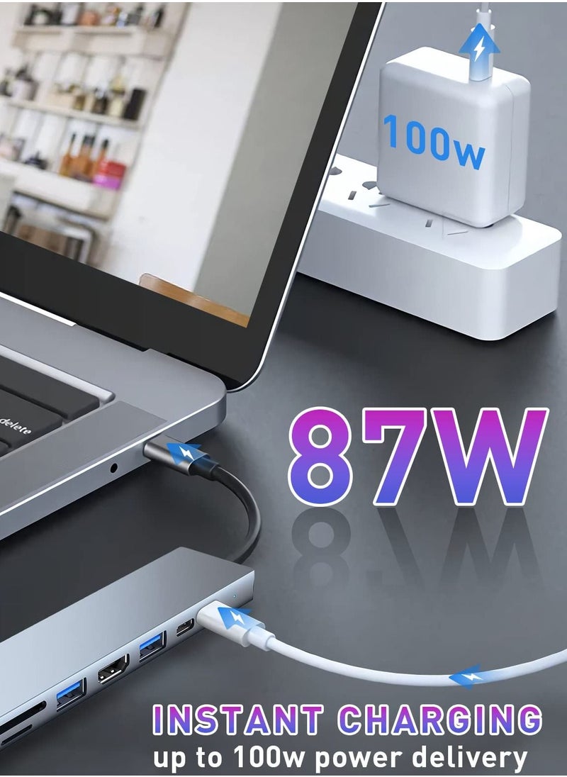 Vonqu - 8 in 1 Typ-C Adapter with 4K HDMI 100W PD USB C Port USB 3.0 RJ45 Ethernet SD/TF Card Reader Docking Station Compatible with MacBook Pro Typ-C Laptops and Other Type C Devices - Image 1