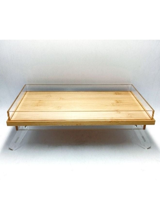 صينية تقديم من الاكريليك والبامبو، منظم صينية لطاولة الطعام والقهوة على سطح الطاولة، الافطار، ارجل تفتح وتغلق 42سم - Image 5