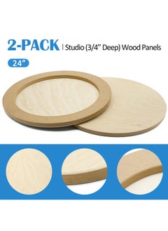 Falling In art Falling in Art Unfinished Round Birch Wood Panels Kit for Painting, Wooden Canvas 2 Pack of 24 Studio 3/4" Deep, Cradle Boards for Pouring, Art, Crafts, Burning and More  - Image 5