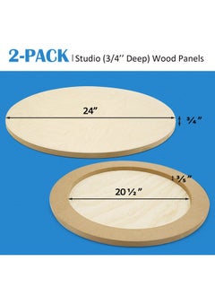 Falling In art Falling in Art Unfinished Round Birch Wood Panels Kit for Painting, Wooden Canvas 2 Pack of 24 Studio 3/4" Deep, Cradle Boards for Pouring, Art, Crafts, Burning and More  - Image 2