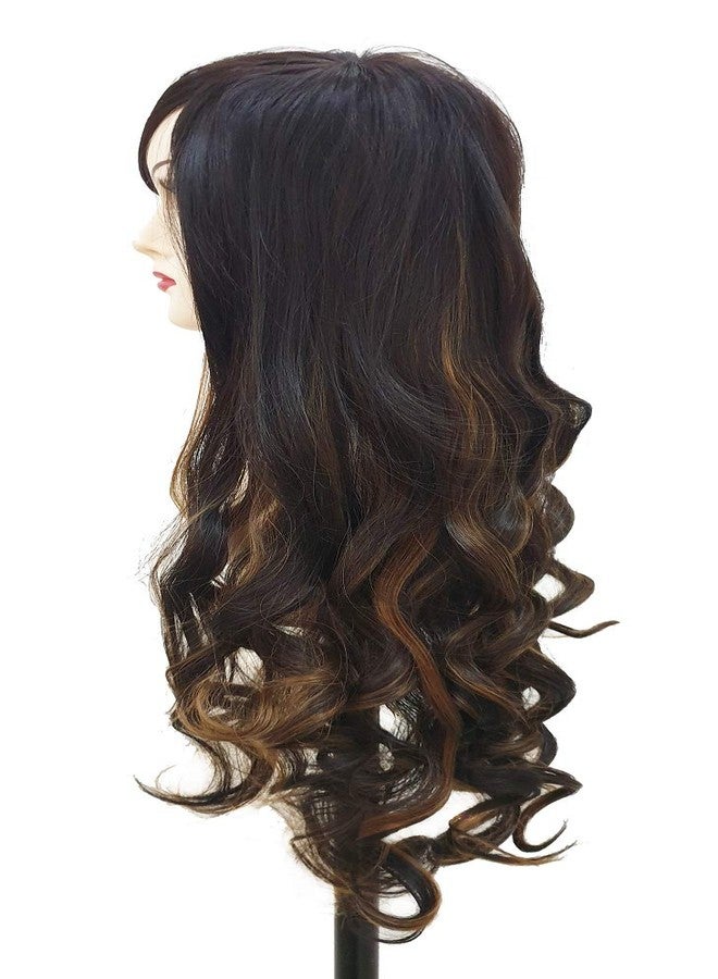 Foreign Holics Imported Full Head Hair Wigs For Women Brown With Golden Highlighted (Pack of 1) - Image 2