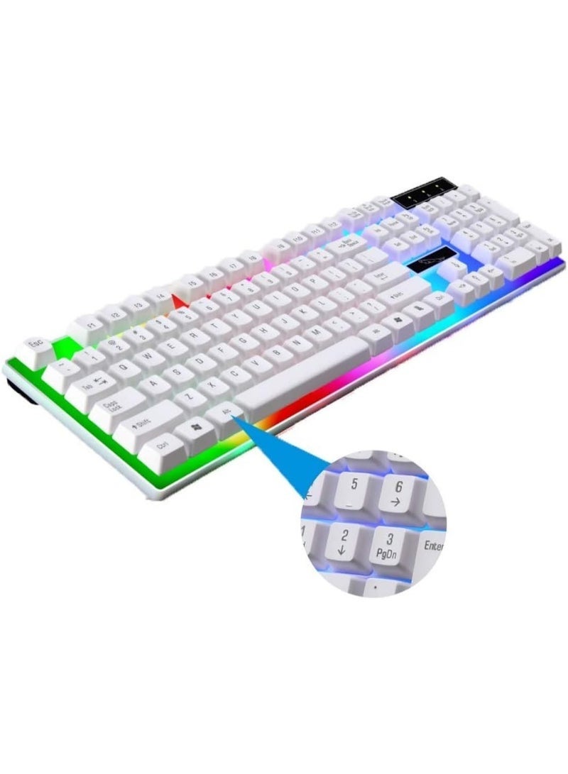 White gaming keyboard and mouse set with LED backlighting - Image 4