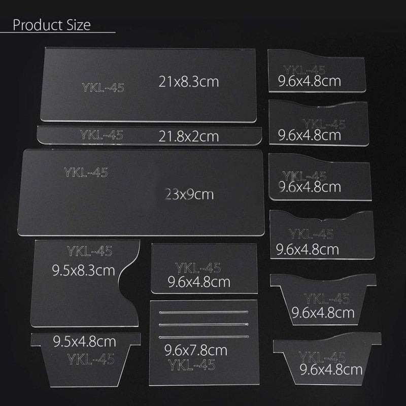 SMTHOME 13X Clear Acrylic Wallet Pattern Stencil Template Drawings Set Leather Hand Craft DIY Tool - Image 2