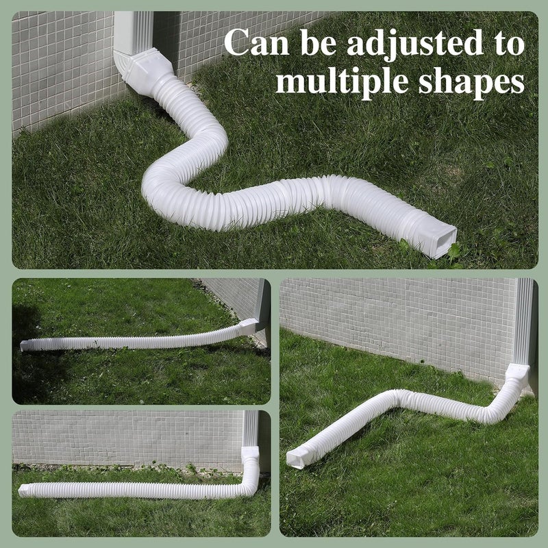 House downspout extender, telescopic rain gutter drainpipe, white - Image 3