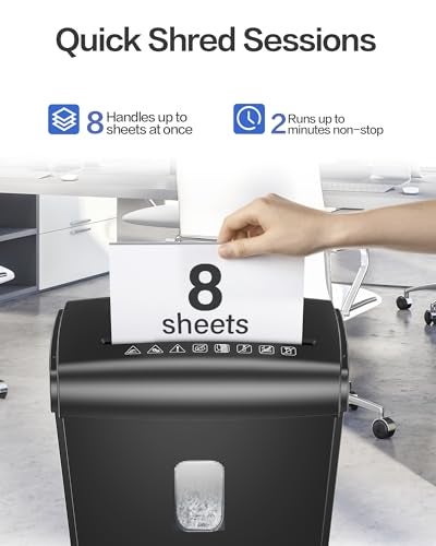 Locksworth 8Sheet MicroCut Paper Shredder P4 High Security 4 Gallon Bin 2Minute Continuous Run Home Small Office Use - Image 3