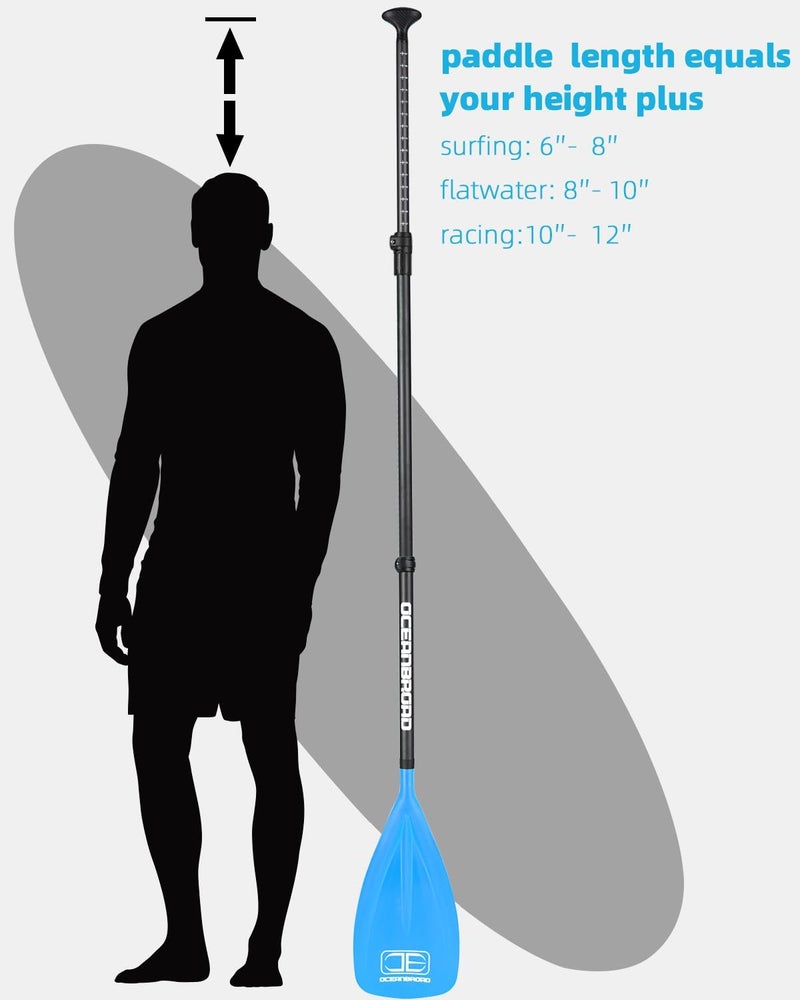 OCEANBROAD SUP Paddle Board Paddle 3 Pieces Adjustable Carbon Shaft Stand up Paddle with Bag - Image 5