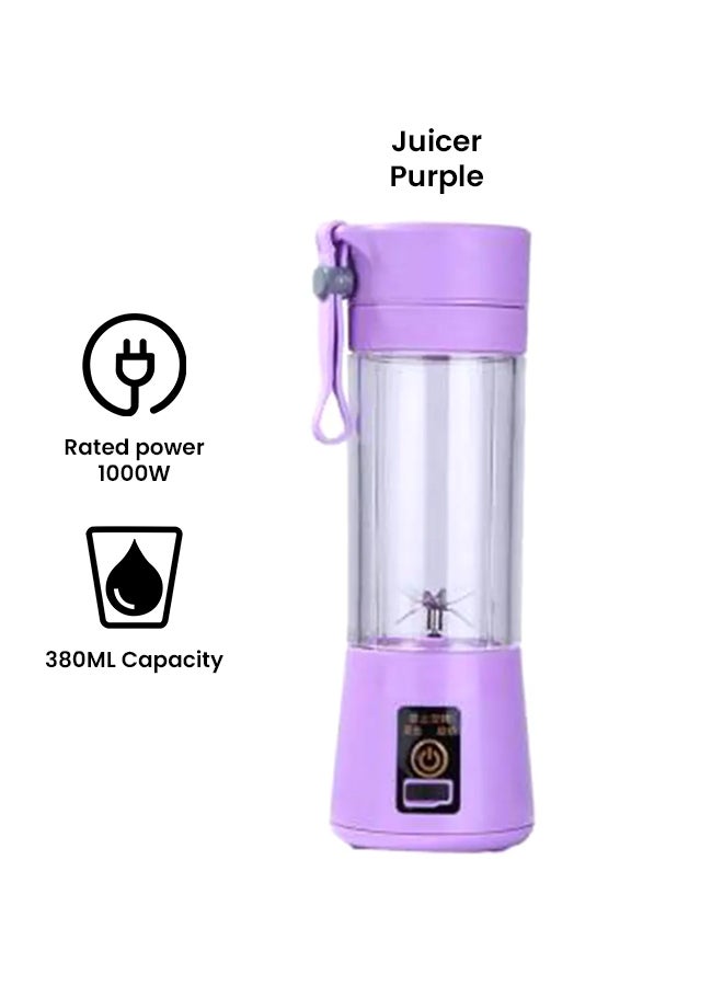 توشيونيكس خلاط وعصارة بتصميم محمول قابل للشحن مزود بعدد 6 شفرات 380 ml 1000 W HM-03 أرجواني - Image 2