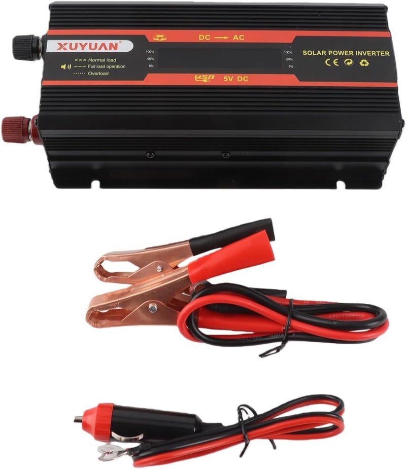 RIZGHWOY 1000W Pure Sine Wave Power Inverter with LCD Display, 12V 24V Dual Voltage, Intelligent Temperature Control, Aluminum Magnesium Body, USB Port, for Solar Wind Power Generation - Image 1