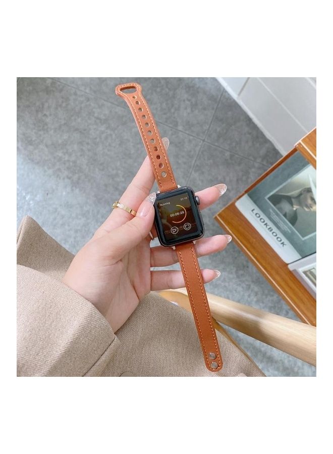 NIBEMINENT Ethnic Replacement Watchband For Apple Watch Series 1/2/3/4/5/6/7/SE 42-44-45mm Brown - Image 1