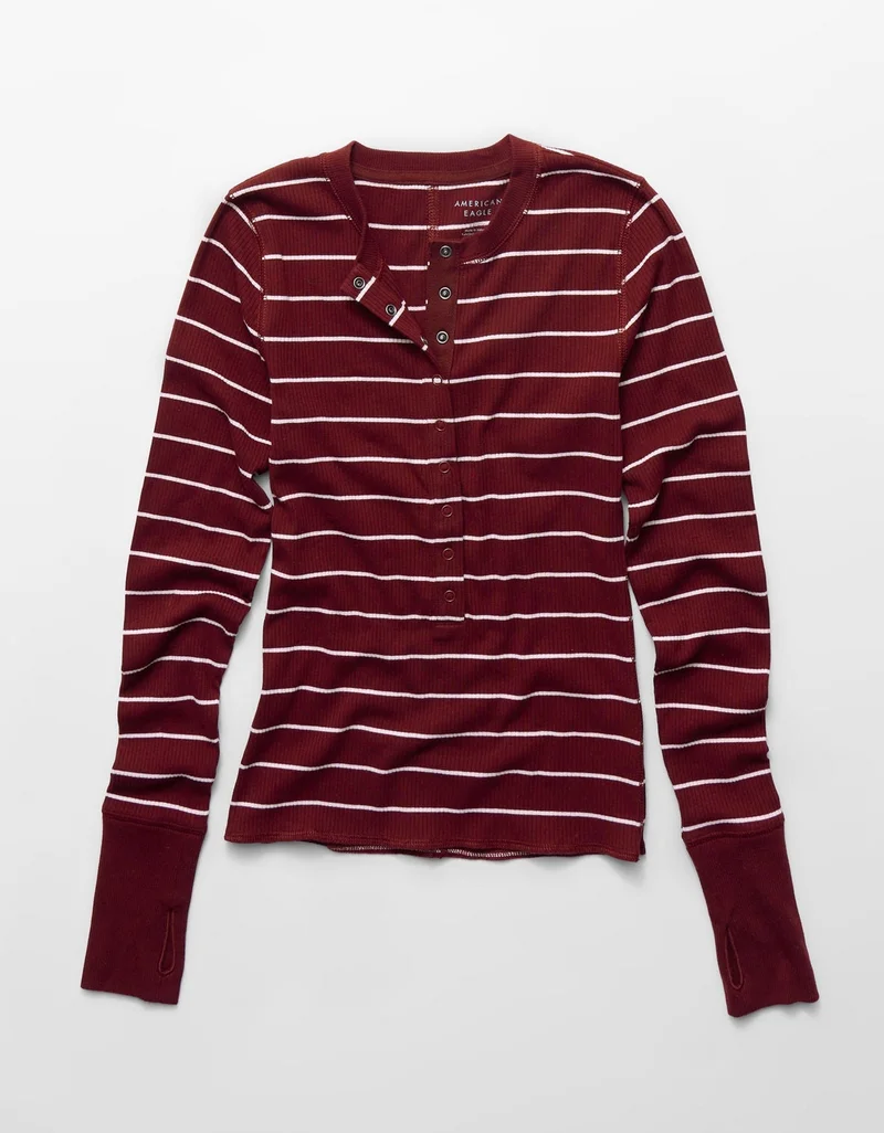 American Eagle  AE Long Sleeve Henley T-Shirt for Men | Best Price UAE
