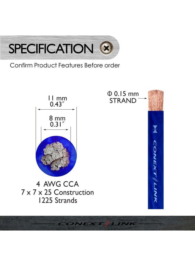 Conext Link 5 ft 4 GA Gauge AWG Car Amplifier Battery Power Cable Ground Wire CCA Frost Blue （10827） - Image 3
