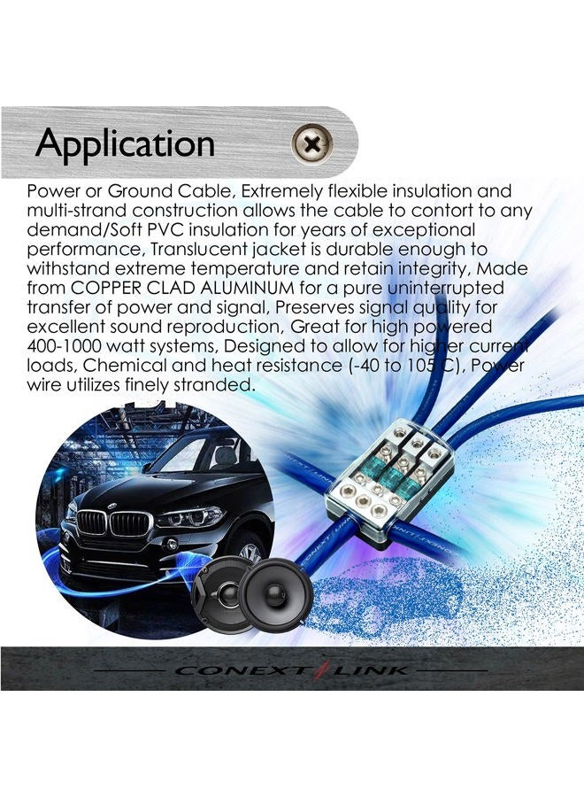 Conext Link 5 ft 4 GA Gauge AWG Car Amplifier Battery Power Cable Ground Wire CCA Frost Blue （10827） - Image 5