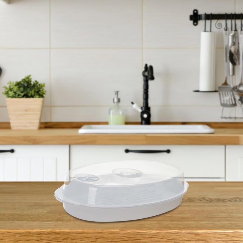 Microwave Steamer Plate with Lid BPA Free Plastic Healthy Cooking for Vegetables Fish - Image 4
