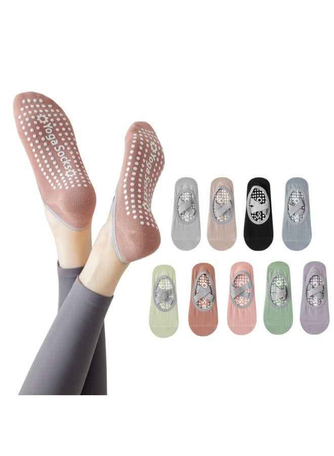 Sports non-slip socks indoor special yoga socks silicone non-slip breathable solid color women's boat socks Pilates socks(Beige+Black+Gray) - Image 3