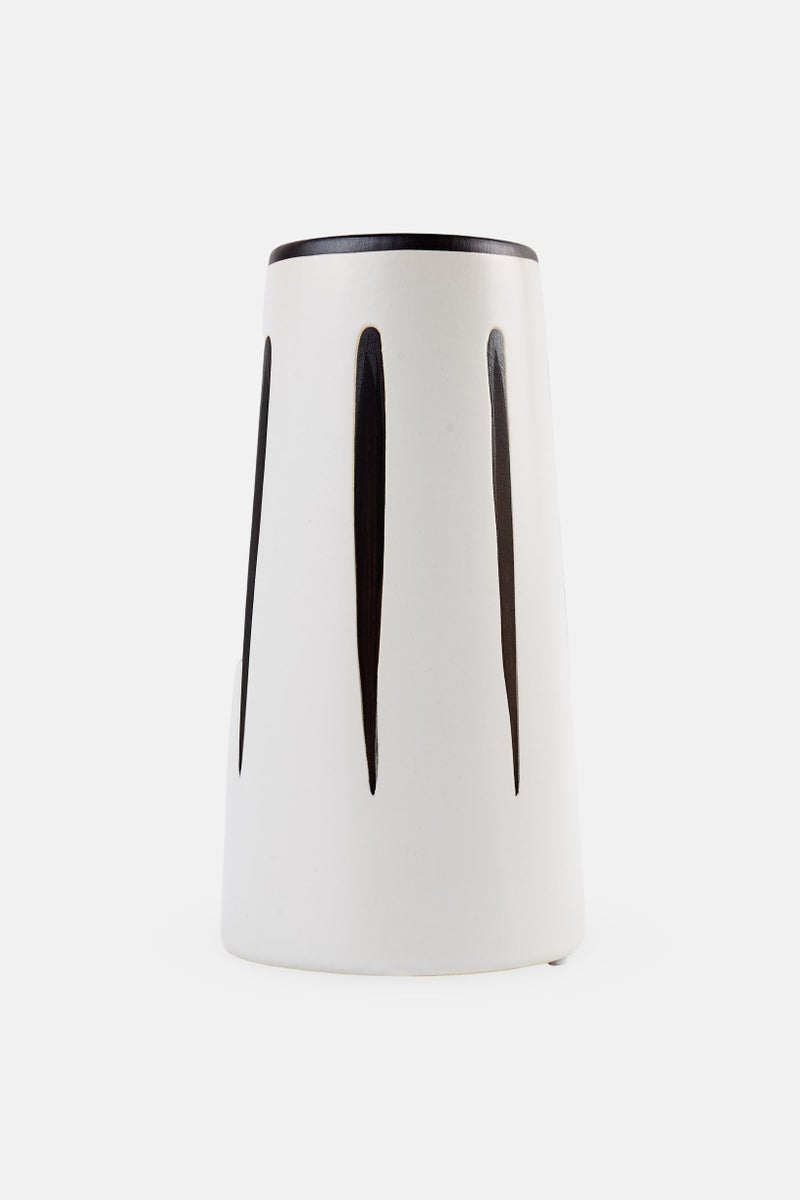 Muy Mucho Printed Flower Vase, White - Image 1