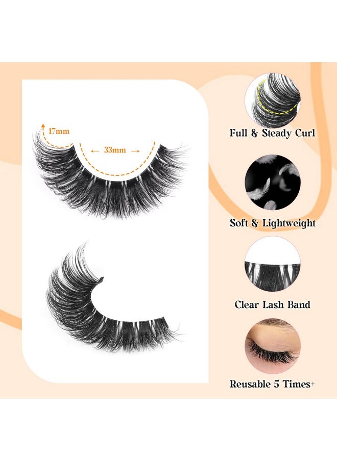 Newcally - False Eyelashes Russian Strip Lashes Wispy Mink Lashes Fluffy D Curl Fake Lashes Like Eyelash Extension Lash Strips 9 Pairs Pack - Image 1