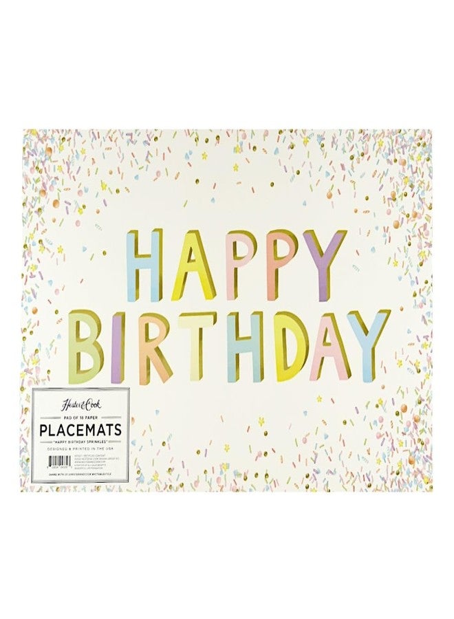 Hester & Cook Happy Birthday Confetti Paper Placemats - Disposable Square Party Placemats - 18 Sheets Per Pad American Made - Image 1
