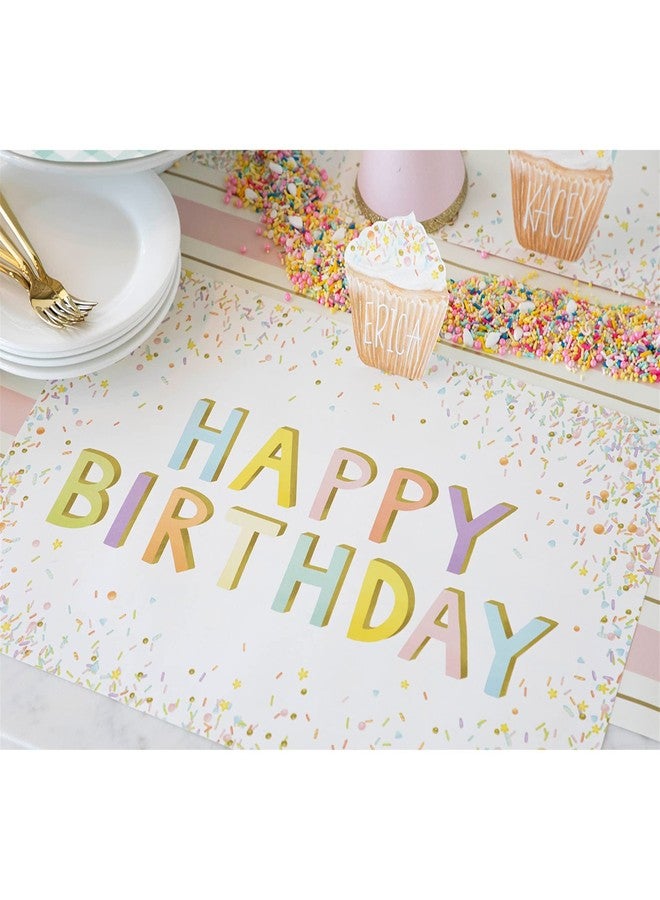 Hester & Cook Happy Birthday Confetti Paper Placemats - Disposable Square Party Placemats - 18 Sheets Per Pad American Made - Image 3