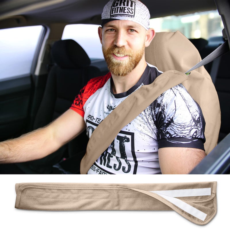 Waterproof SeatShield Seatbelt Covers - Removable Car Seat Belt Cover for Women, Men, Kids - Tan 20 in Long Waterproof Seat Belt Cushion with Protection from Sweat and Odor for All Vehicles - Image 3