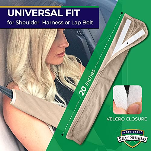 Waterproof SeatShield Seatbelt Covers - Removable Car Seat Belt Cover for Women, Men, Kids - Tan 20 in Long Waterproof Seat Belt Cushion with Protection from Sweat and Odor for All Vehicles - Image 5