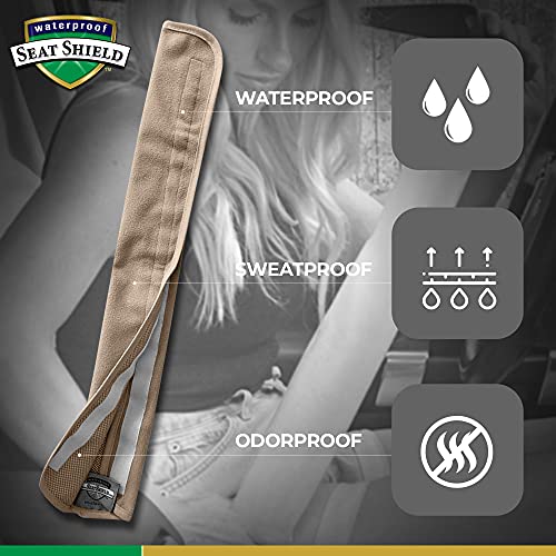 Waterproof SeatShield Seatbelt Covers - Removable Car Seat Belt Cover for Women, Men, Kids - Tan 20 in Long Waterproof Seat Belt Cushion with Protection from Sweat and Odor for All Vehicles - Image 4