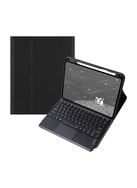 Keyboard Case for iPad 11th Generation (A16) 11-inch (2025), Removable Wireless Bluetooth Round Keys Touchpad Trackpad Keyboard, Leather Case with Pen Holder
