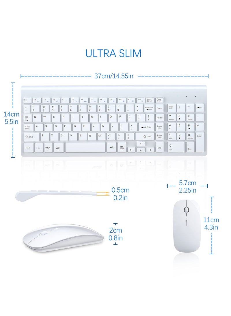 erorex Wireless Keyboard and Mouse Ultra Slim Combo, 2.4G Silent Compact USB Mouse and Scissor Switch Keyboard Set, for PC/Laptop/Windows/Mac - White - Image 2