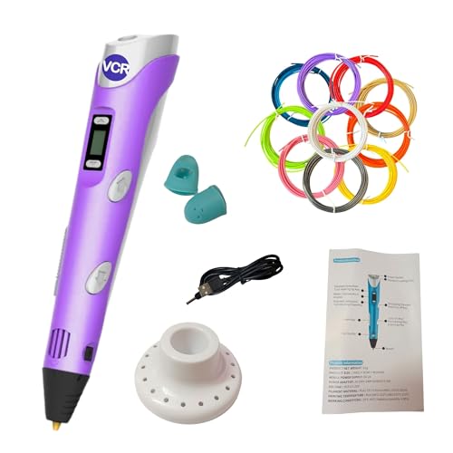 VCR Purple 3D Pen with USB Power | Pack of 3 x 3 Meters + Pack of 10 x 5 Meters in Length | Filament for 3D Pen - Adjustable Temperature for 1.75mm PLA - Perfect for DIY Craft - Image 1
