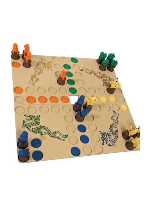 Ludo Board game, Man, Don't Be Angry, with a dragon design. Strategic board games from the German game, “Minch argar desh nisht brit.”
