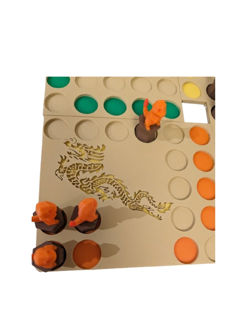 3D Brothers - Ludo Board game, Man, Don't Be Angry, with a dragon design. Strategic board games from the German game, “Minch argar desh nisht brit.” - Image 1