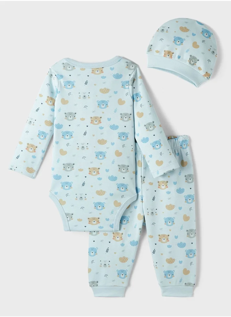 JUNE Kids 3 Piece Printed Newborn Set