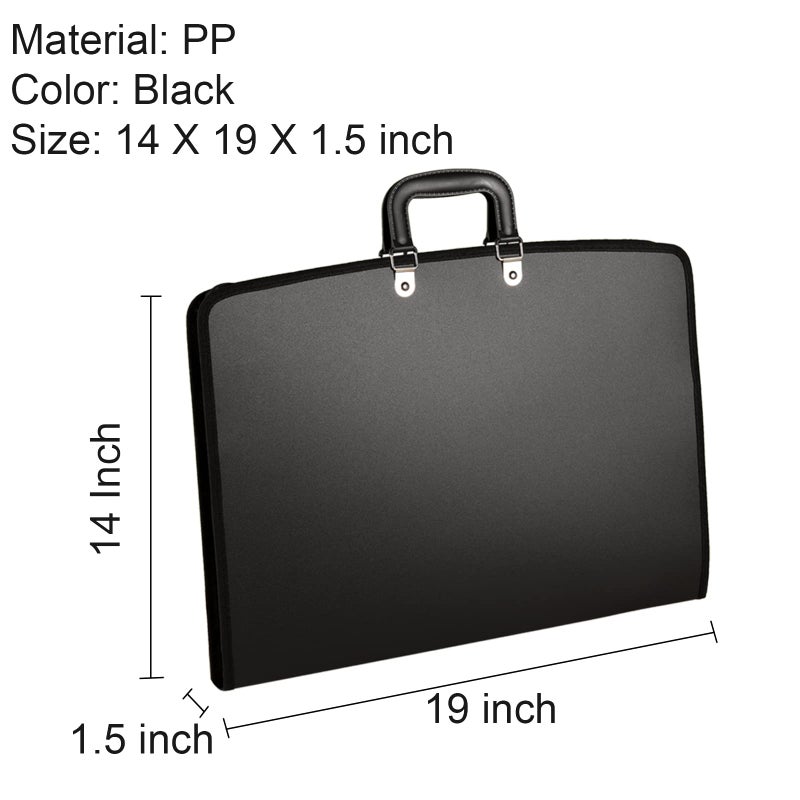 Acocony 11x17 Portfolio with Zipper Closure PP Material Oxford Cloth Edge Waterproof Black 1 Pack - Image 2