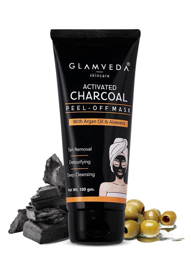 Glamveda Activated Charcoal Peel Off Mask | Cleans Pores, Removes Blackheads & Tanning | Anti Pollution | Pimples| Acne | No Parabens Enriched With Argan Oil & Vitamin E 100gm - Image 2