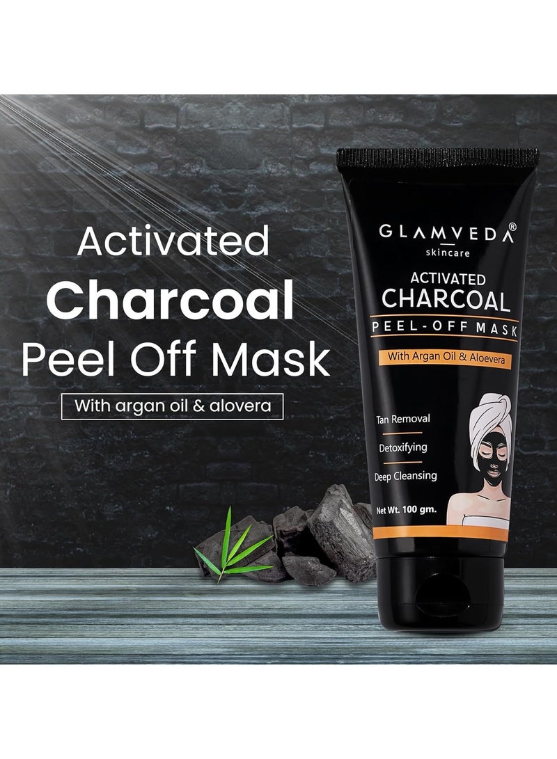 Glamveda Activated Charcoal Peel Off Mask | Cleans Pores, Removes Blackheads & Tanning | Anti Pollution | Pimples| Acne | No Parabens Enriched With Argan Oil & Vitamin E 100gm - Image 3